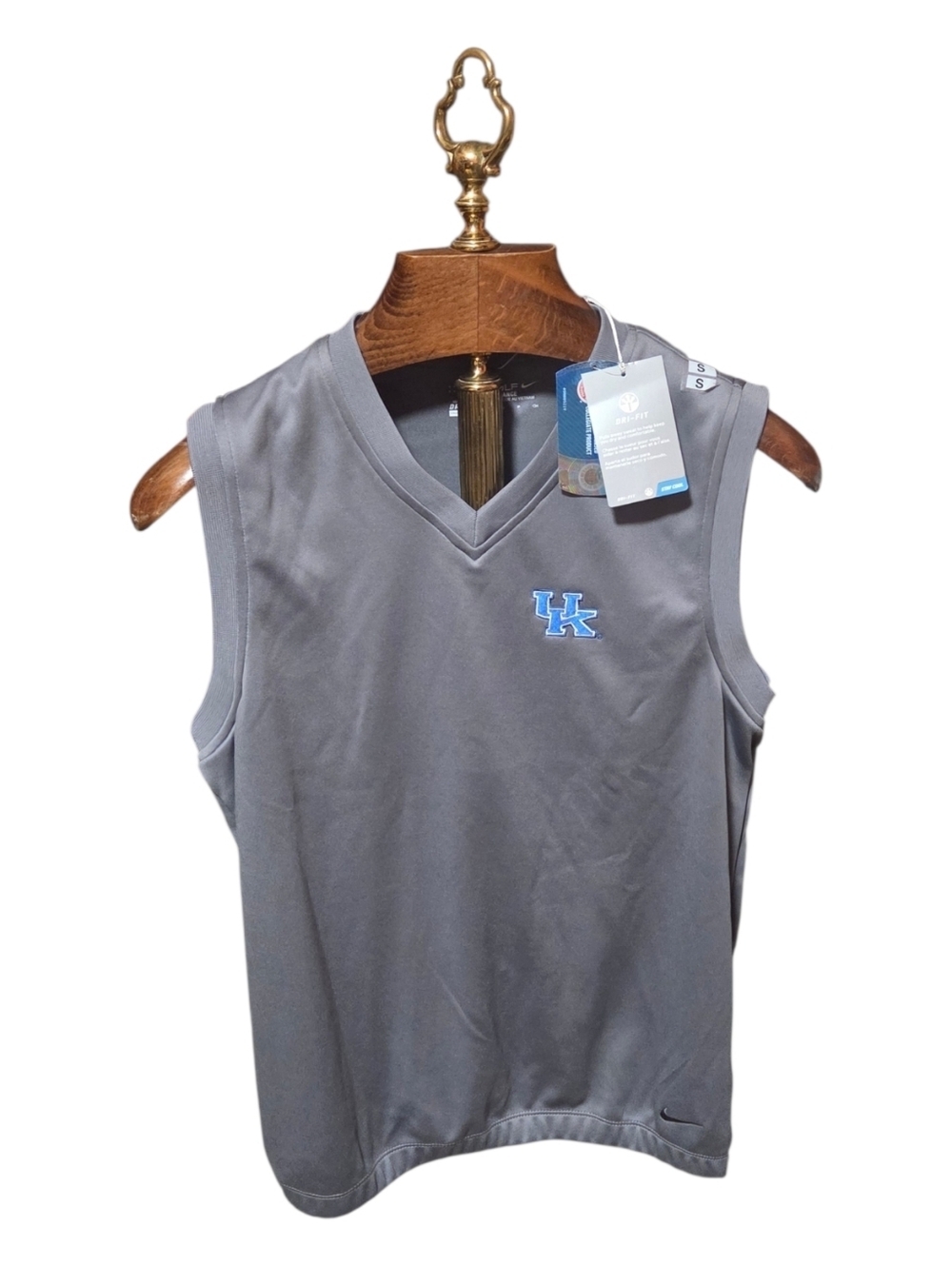 Univ Of Kentuck Nike Golf Tour Performance Dri Fit Gray Vest New!! Size Small